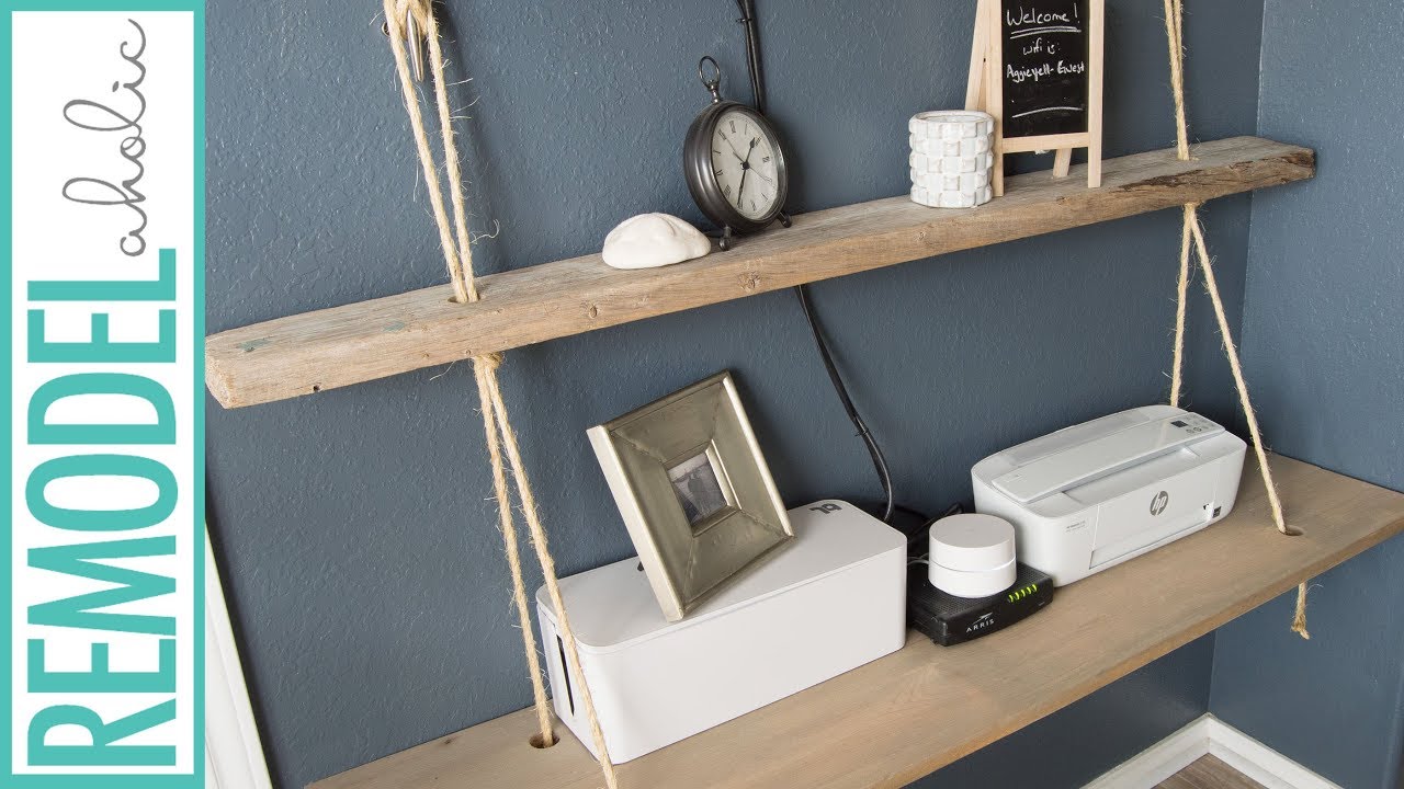 Easy DIY Nautical Floating Rope Shelf with Reclaimed Wood