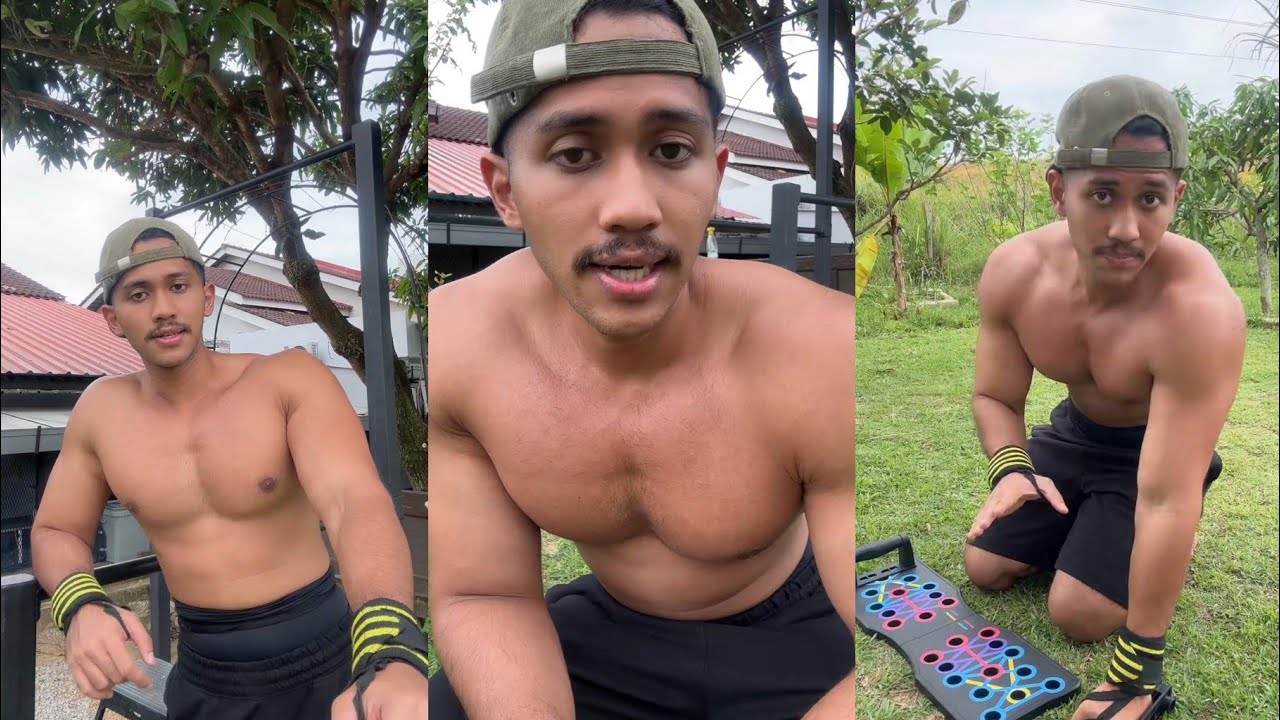 Outdoor body workout with handsome guy from Malaysia