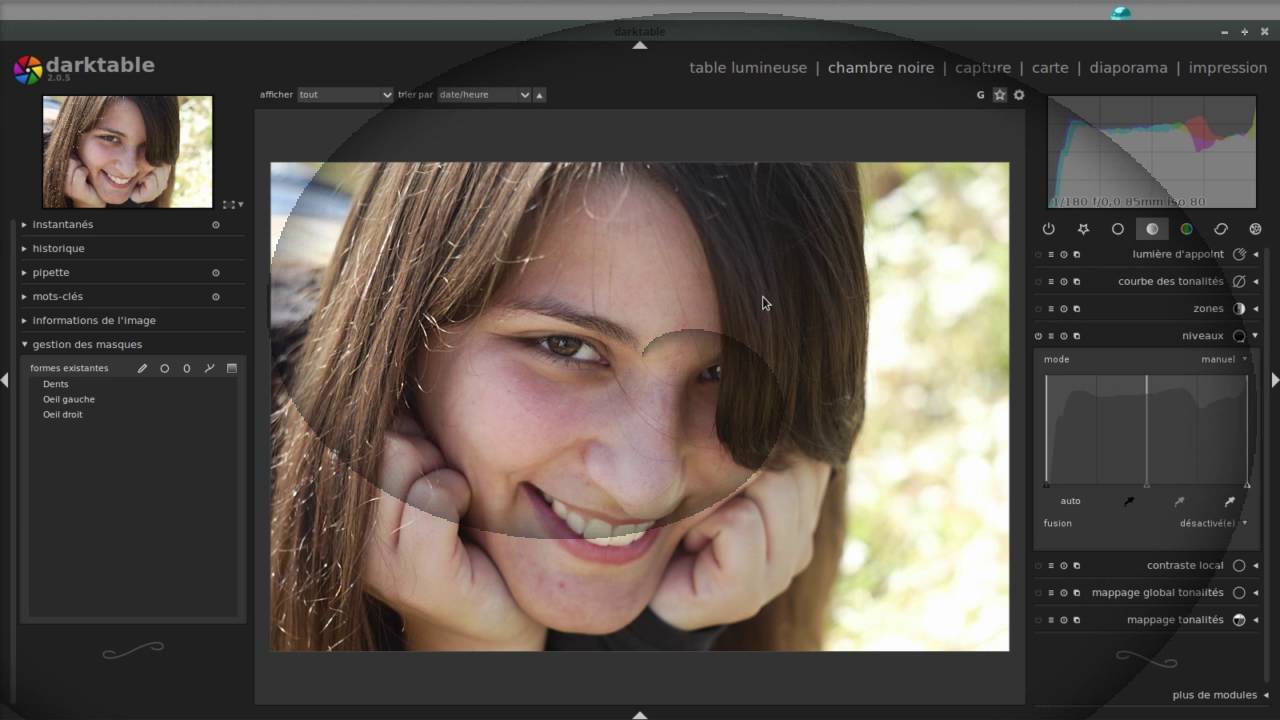 Tuto darktable N°30: Réhaussez le blanc des yeux et des dents