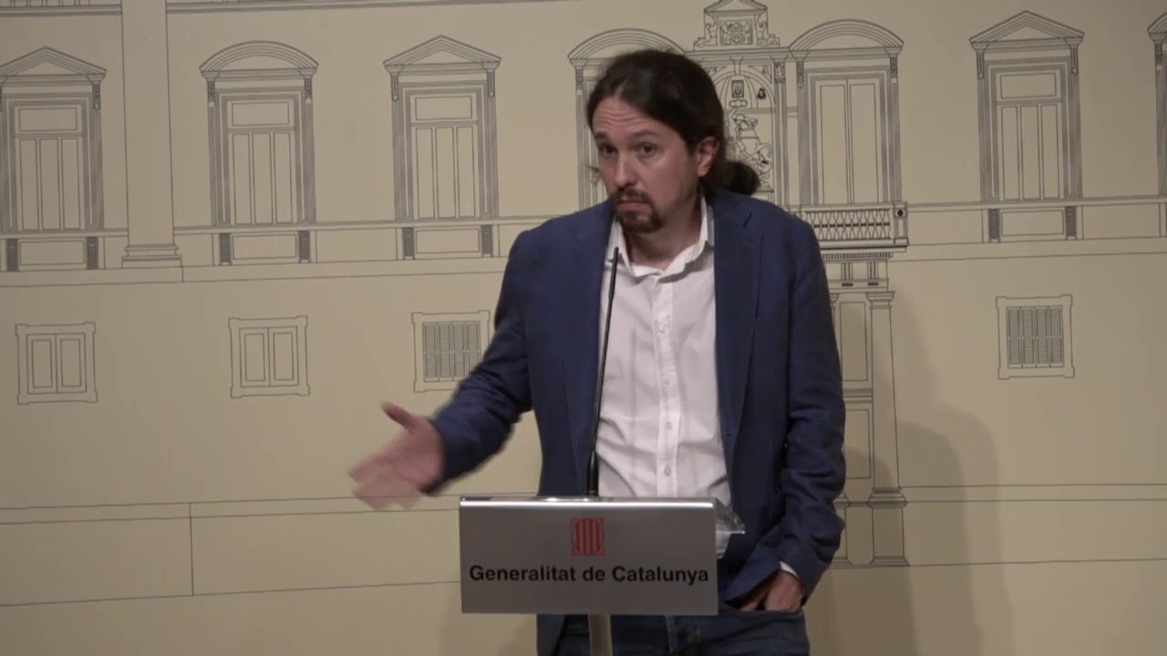 Rueda de prensa de Pablo Iglesias desde el Palau de la Generalitat