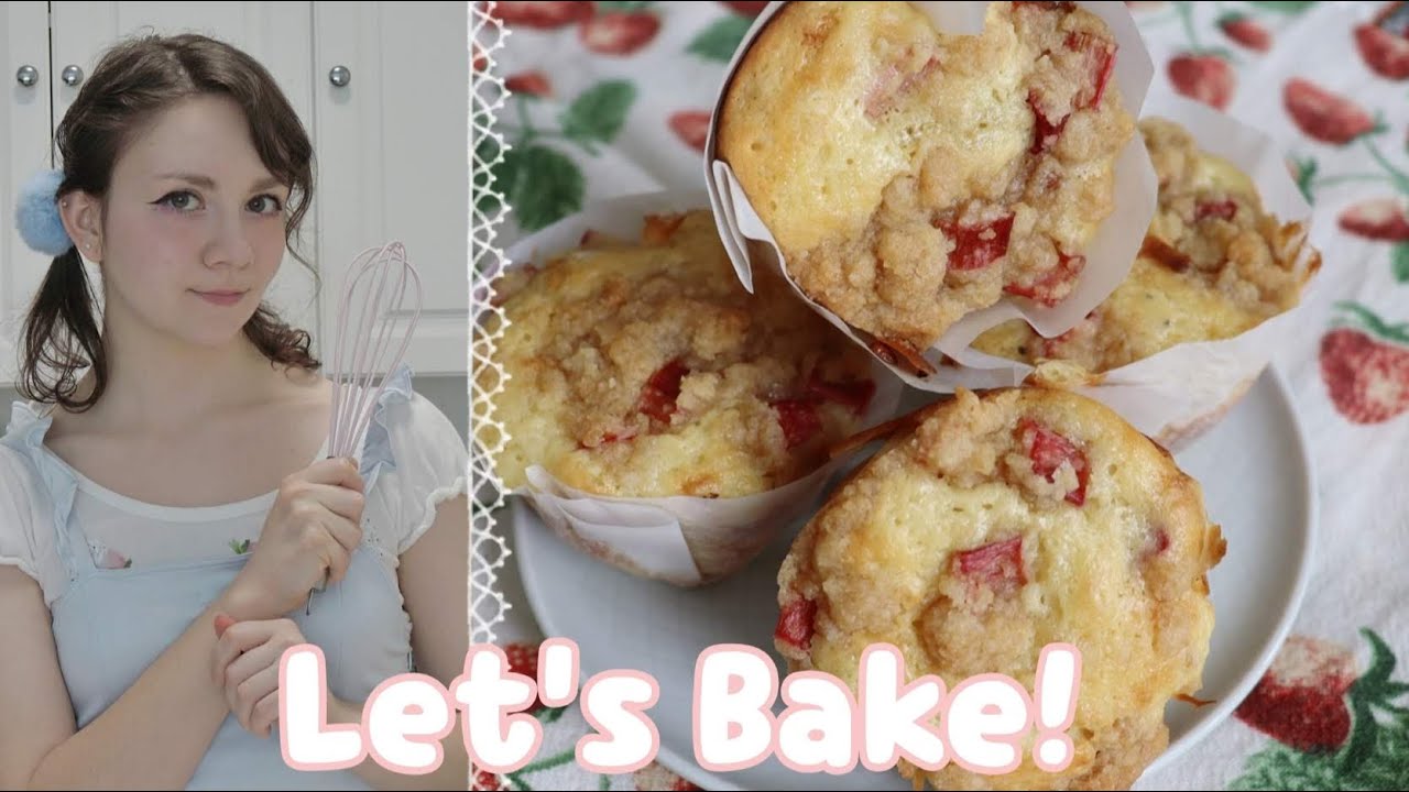 ♡ Finally, a Cooking Video! | Baking Rhubarb Muffins ♡