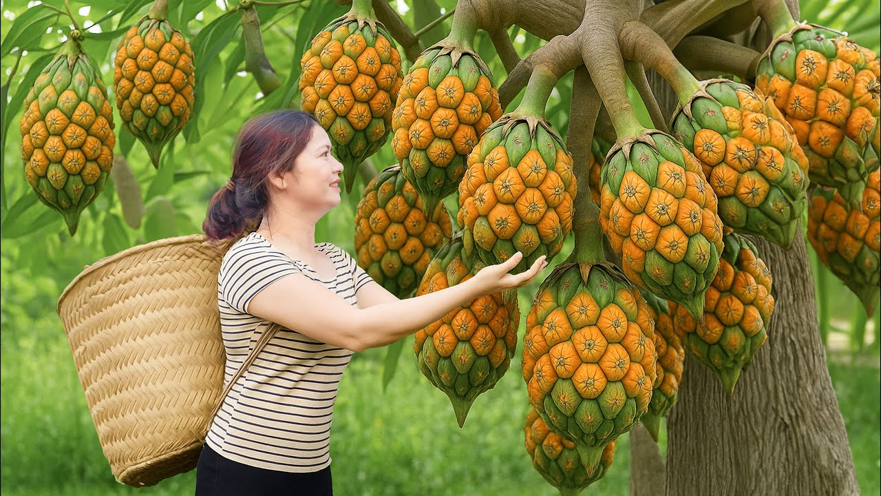 Harvesting Tropical Wild Pineapple | Make Raw Spring Rolls...The Whole Village Gathers to Taste It!