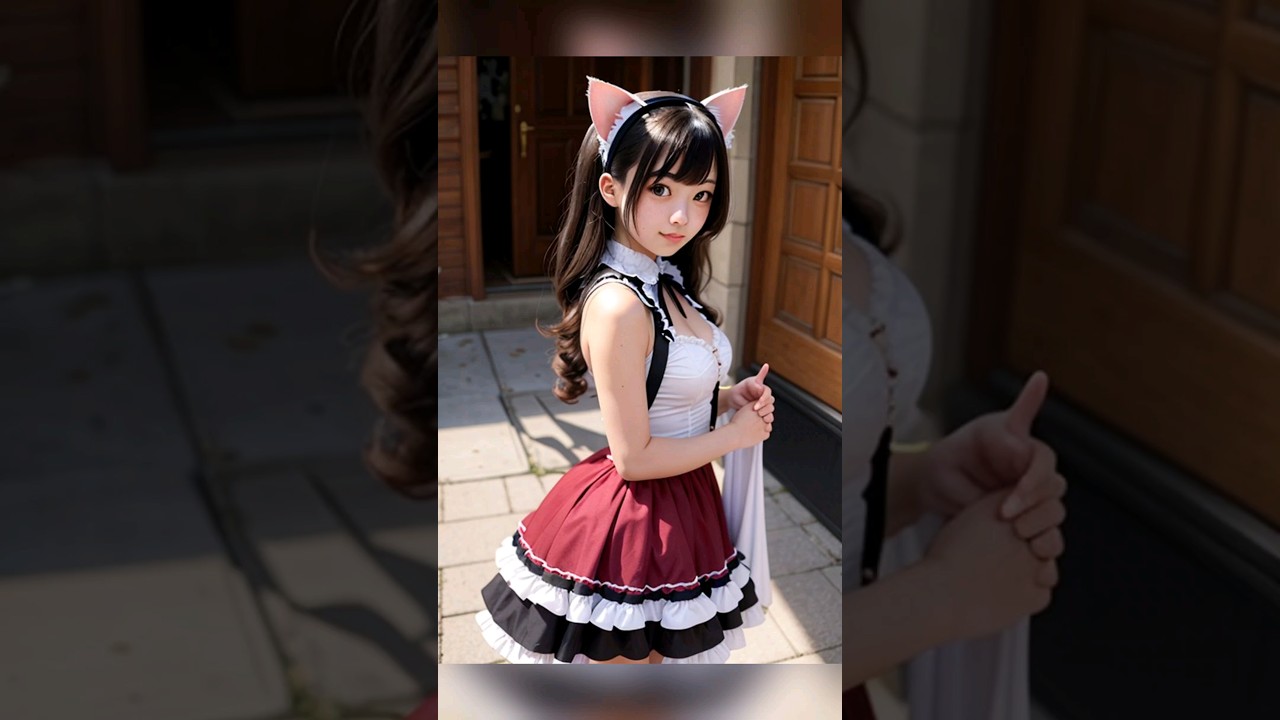 Women dressed in maid outfits with cat ears #anime #fantasy#maid#uniform #waifu#character#cosplay