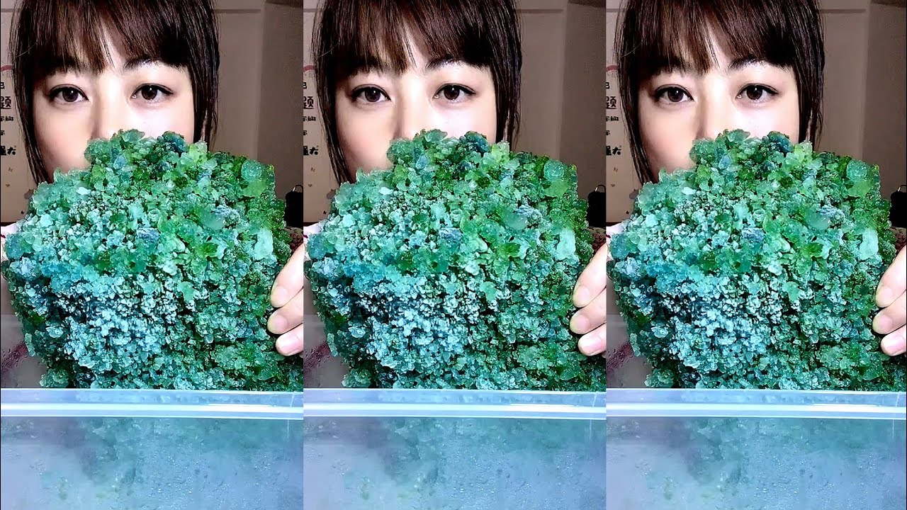 ASMR MATCHA ICE EATING / ICE EATING