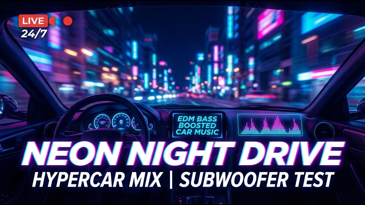🔴 LIVE 24/7 🔥 EDM Bass Boosted Car Music | Neon Night Drive Hypercar Mix | Subwoofer Test