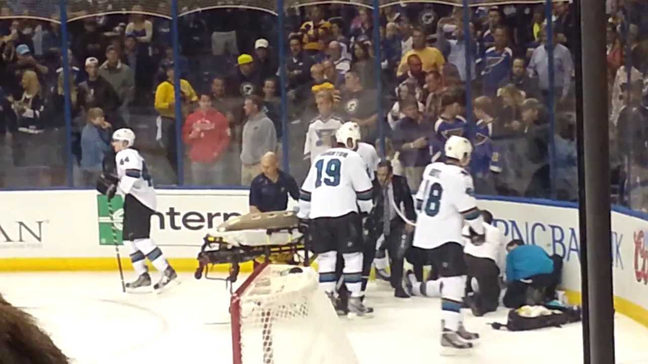 San Jose Sharks Dan Boyle injury checked from behind by Maxim Lapierre knocked out + brawl Oct 15
