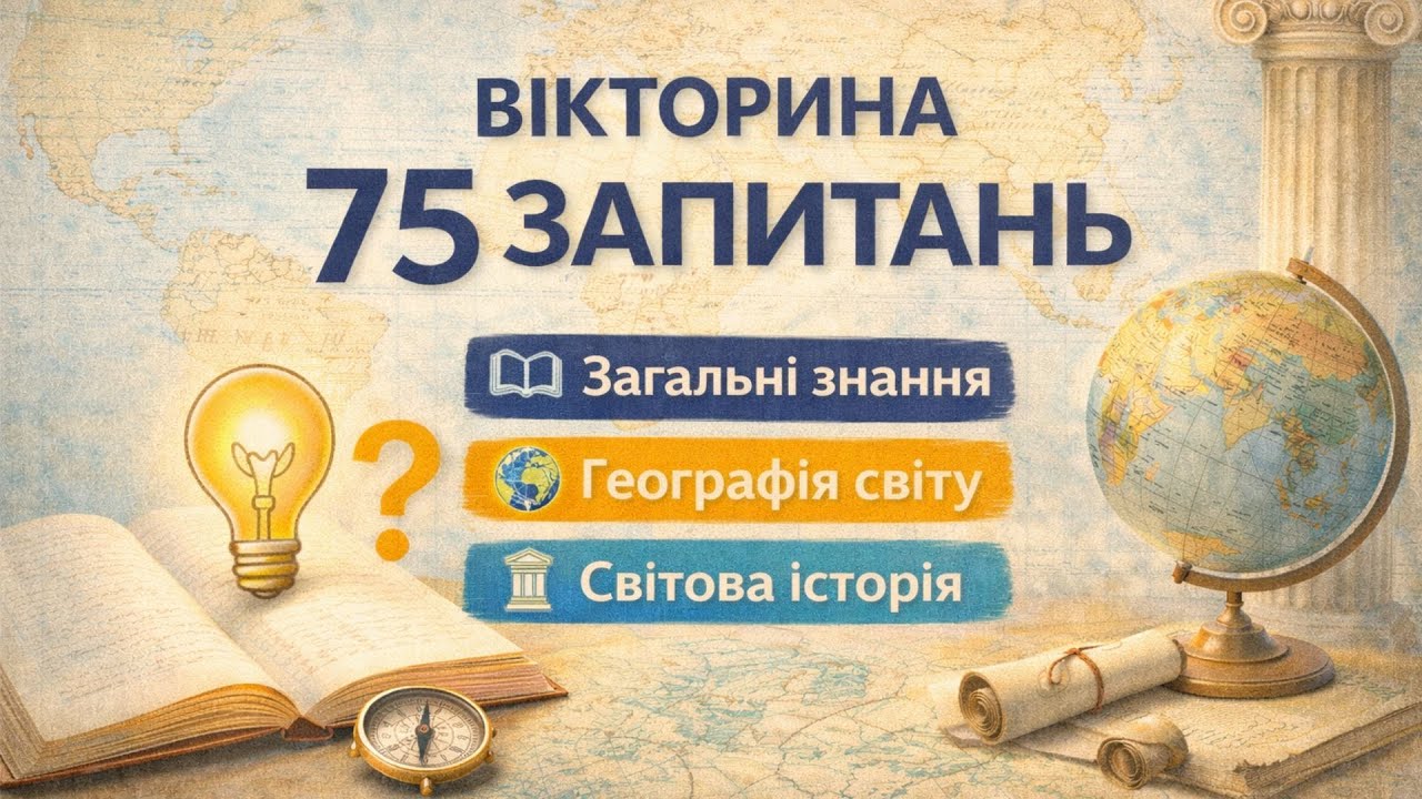 75 запитань на загальні знання 🌍🧠 Географія, історія, ерудиція