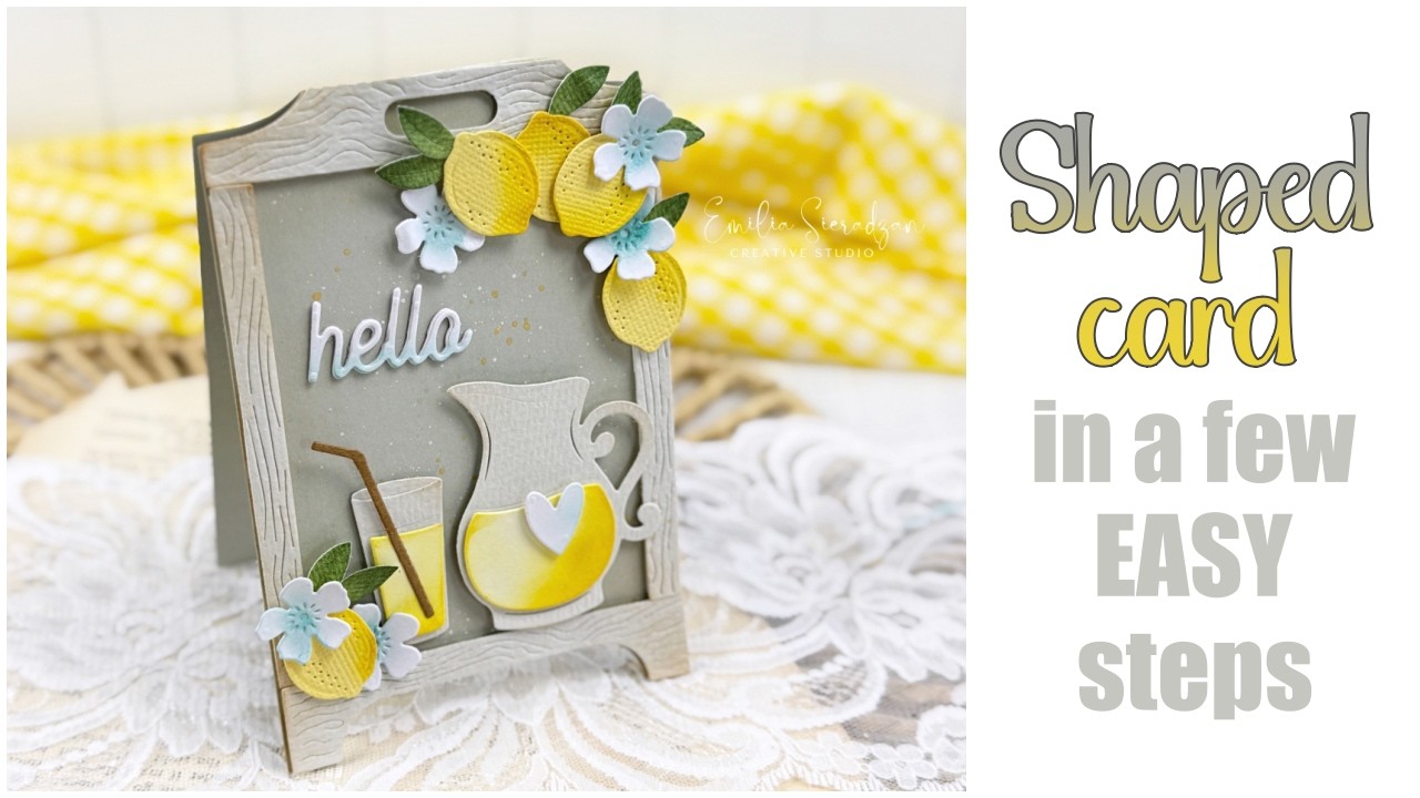 Открытка в форме подставки для лимонада | Spellbinders & Simple Stories Pink Lemonade