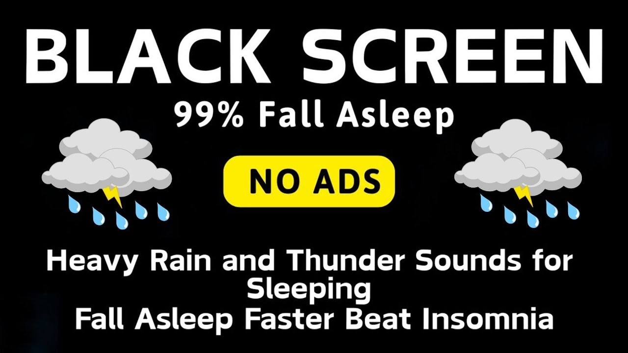 🔴 Heavy Rain and Thunder Sounds for Sleeping - Black Screen | Sleep Deeply Without Noise