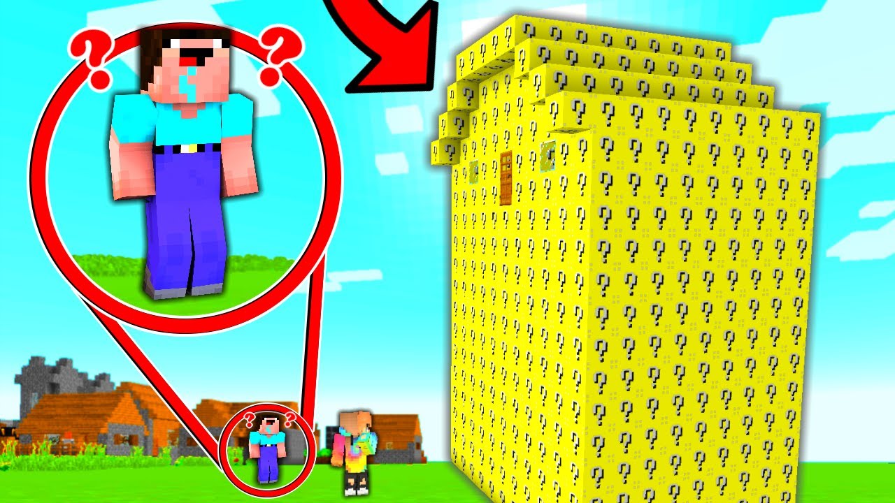 NOOB VS NEJVĚT&Scaron;&Iacute; DOMEČEK Z LUCKYBLOCKŮ V MINECRAFTU I AnnieT & Noob