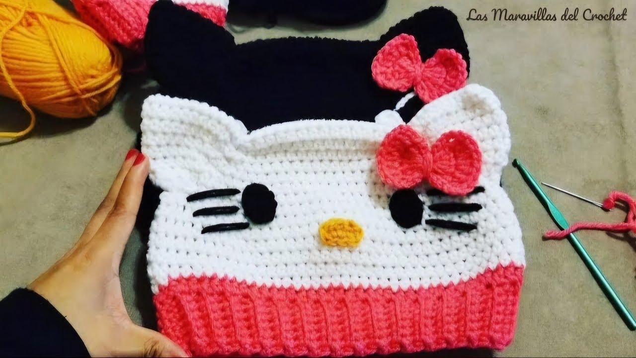 Gorro Hello Kitty a Crochet 🎀 
