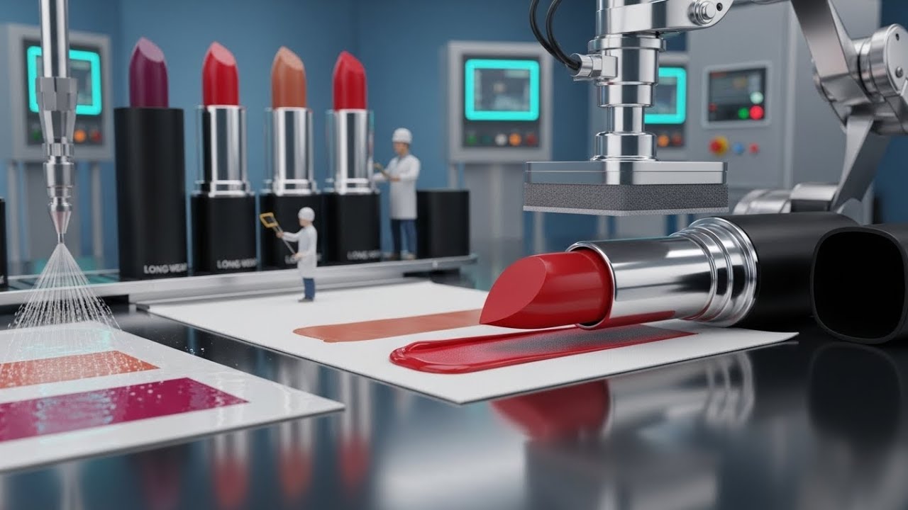 Long-Wear Transfer-Proof Lipstick – Industrial-Scale Formulation and Testing