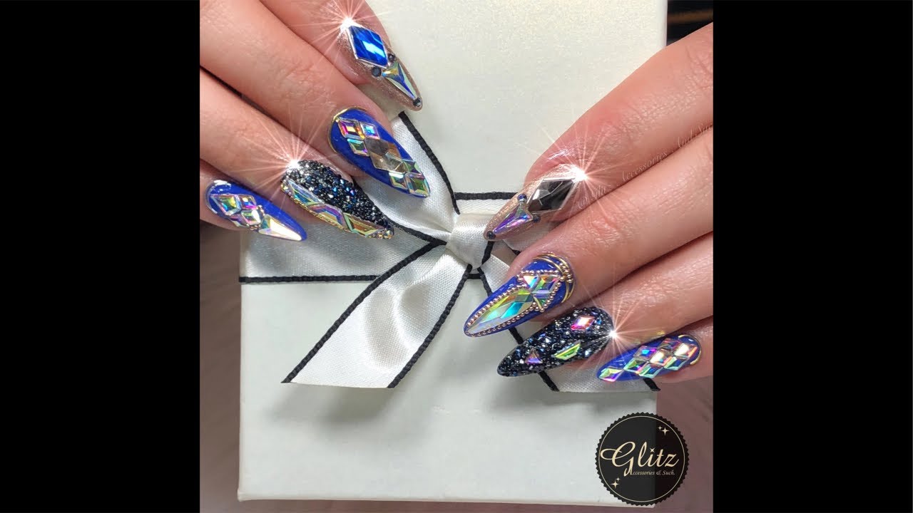 Nail Art Tutorial - How to Quick Easy Simple Crystals Nail Art Designs💎