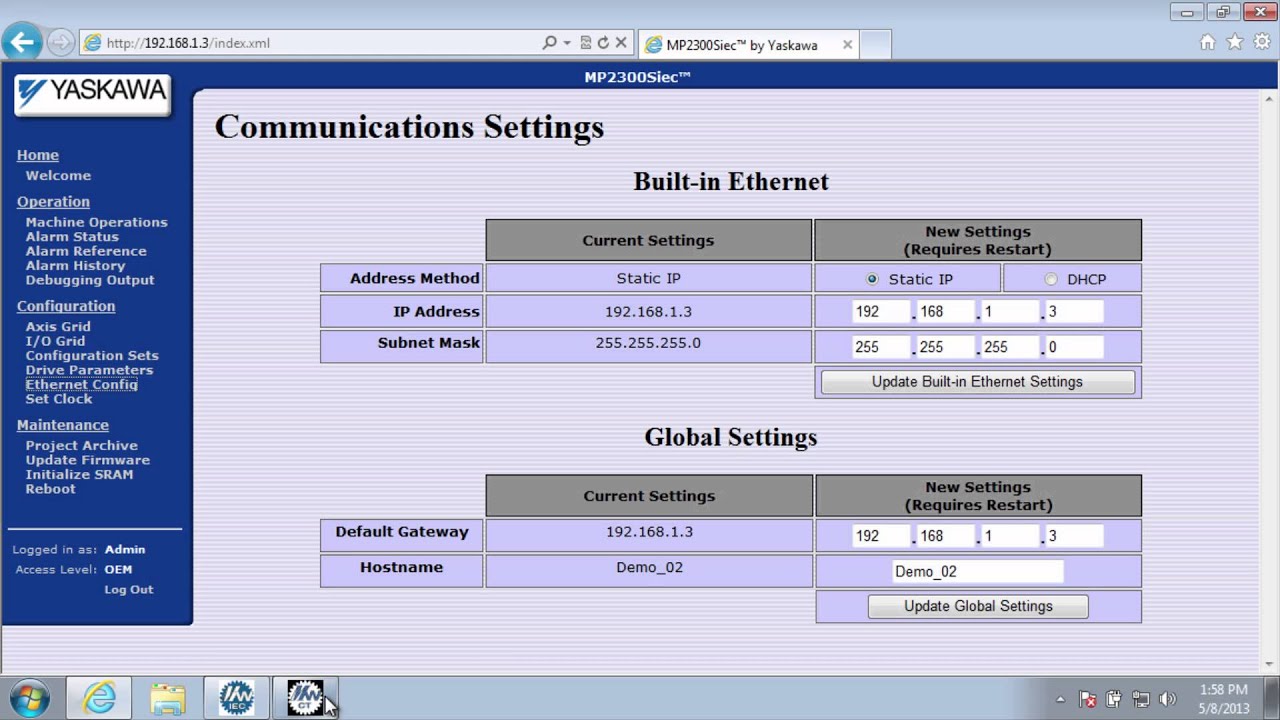 MotionWorks IEC - Project IP Address