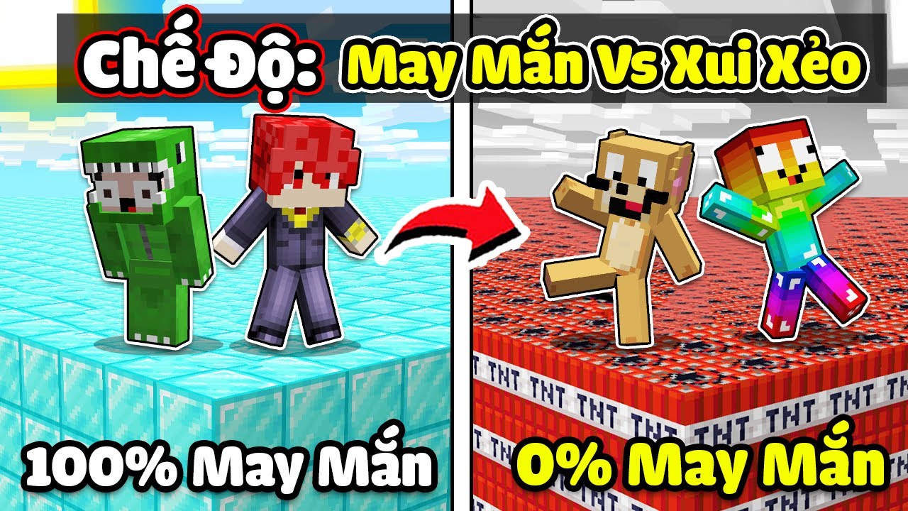 KHANGG BEDWARS THỬ TH&Aacute;CH 24H 100% MAY MẮN VS 0% MAY MẮN S&Agrave;N ĐẦU NGẪU NHI&Ecirc;N TRONG MINECRAFT 😱😭
