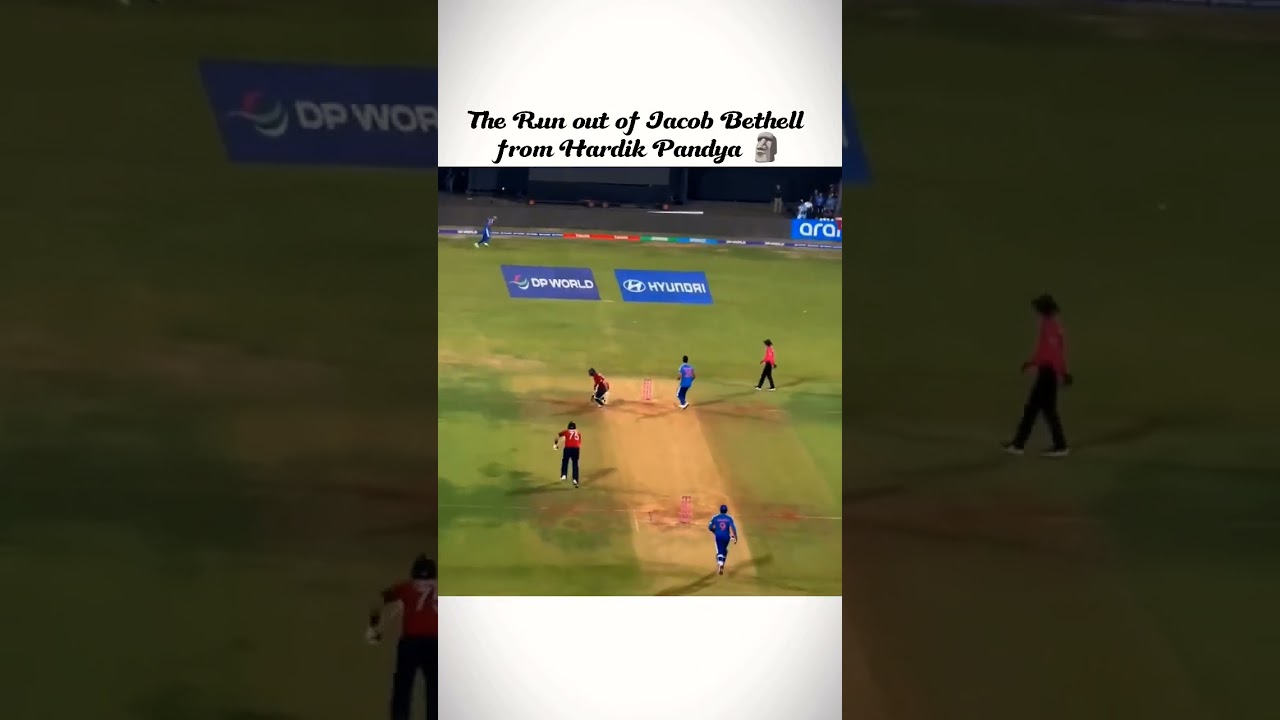 Stunning Run out of Jacob Bethell from Hardik Pandya 🗿🥶 #youtubeshorts #hardikpandya #shorts