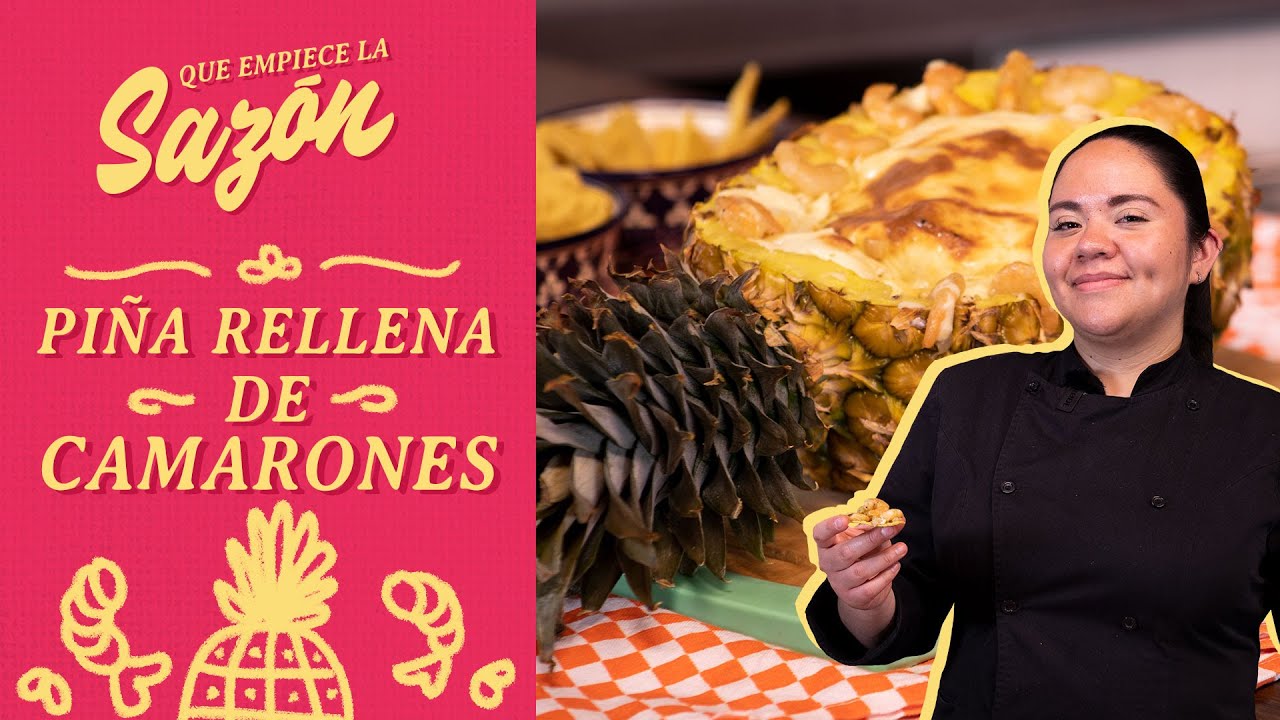 Piña rellena con CAMARONES y queso | Paso a paso muy FÁCIL y RÁPIDO | Cocina Delirante