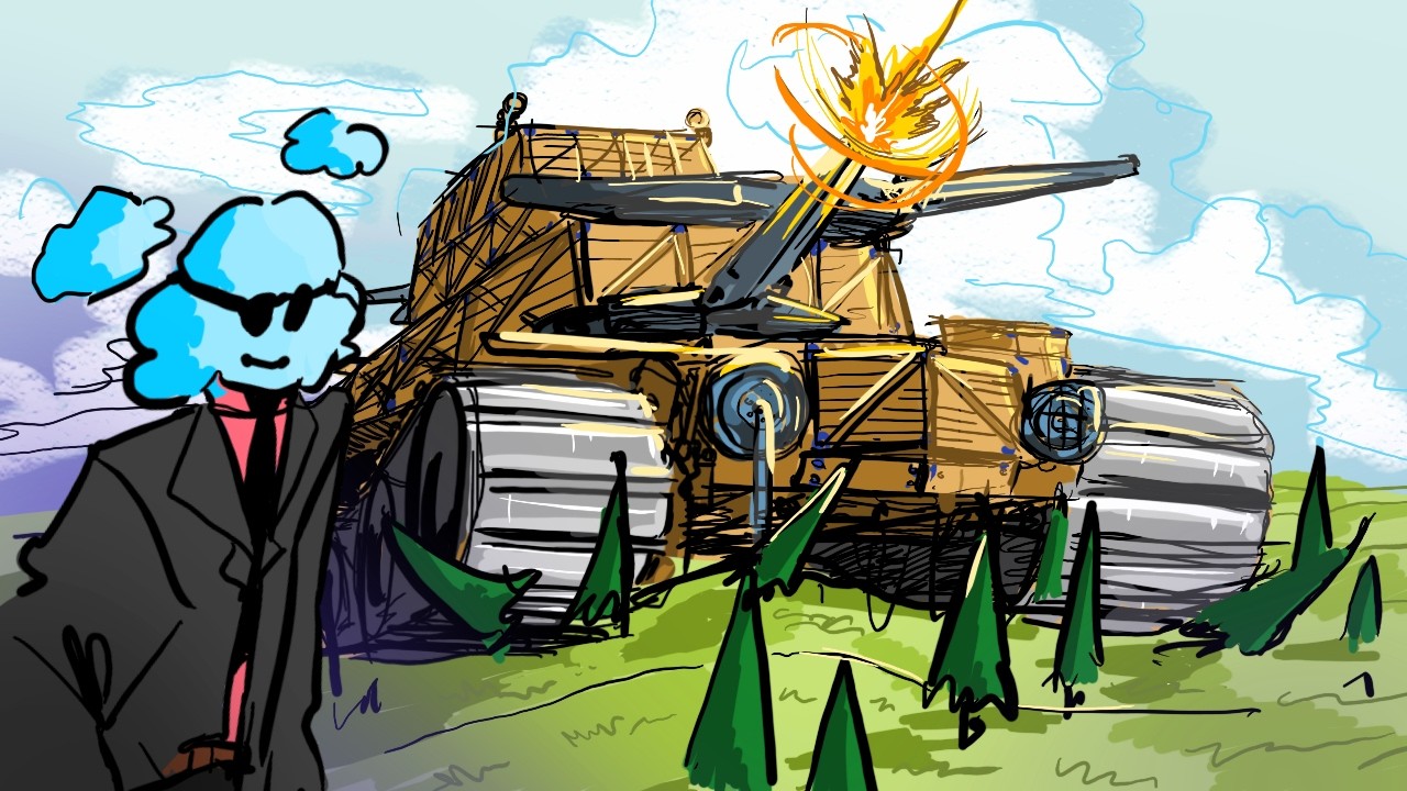 Rolling over a lobby using a tank the size of a city block - Forts Modded