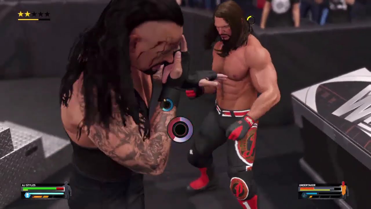 WWE 2K25 AJ styles vs the Undertaker.