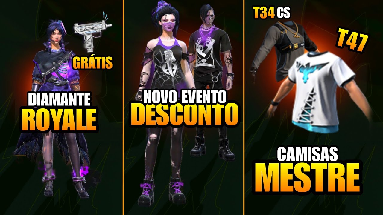 SKIN GR&Aacute;TIS OURO ROYALE, CAMISAS DE MESTRE, TODOS OS ITENS PASSE NOVEMBRO E MAIS NOVIDADES FREE FIRE