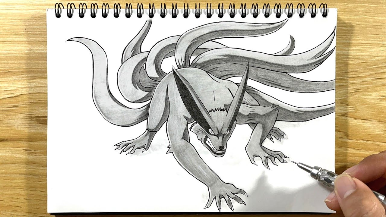 How to Draw Kurama nine tails easy | easy drawing tutorial | how to draw anime for beginners
