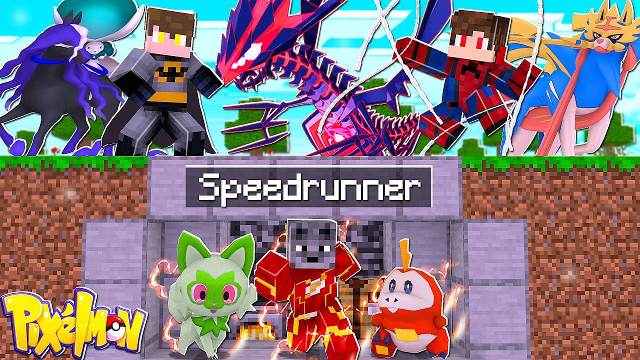 Minecraft Pixelmon Manhunt (1 Speedrunner VS 2 Caçadores) Mas SOU um Super-Herói Pokemon