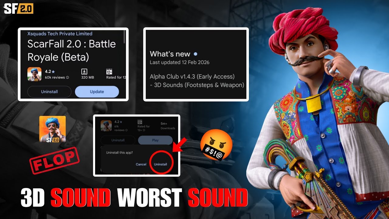 ScarFall 2.0 New 3D Sound v1.4.3 Update 🤮 | BGMI vs ScarFall 3D Sound | Worst Sound? @ScarFall2.0 