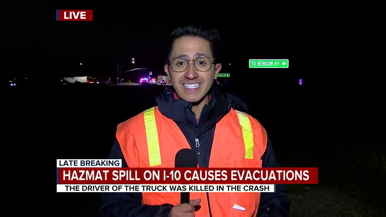Truck that crashed on Interstate 10 near Kolb Road leaking nitric acid (02/14/2023)