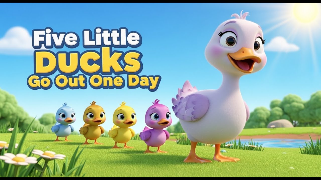 Five Little Ducks Go Out One Day 🦆🎶 | 3D Cartoon Nursery Rhyme for Kids