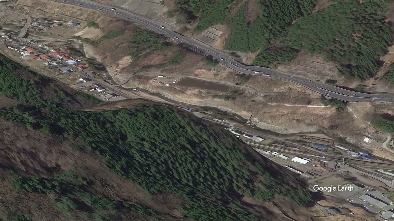 Google Earth　笹子駅（山梨県）ささご　中央本線