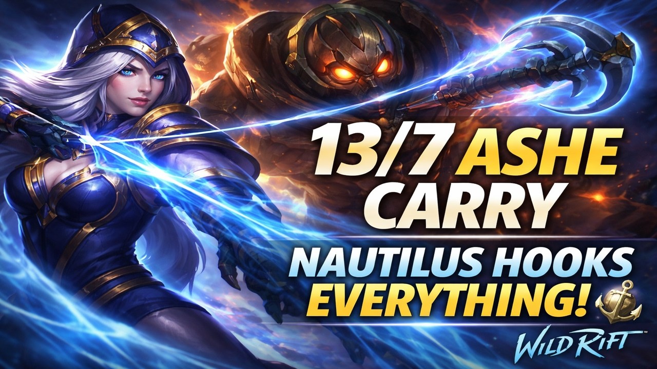 13/7 ASHE CARRY 🏹 Nautilus Hooks Everything | Wild Rift (Arctic Arrow)