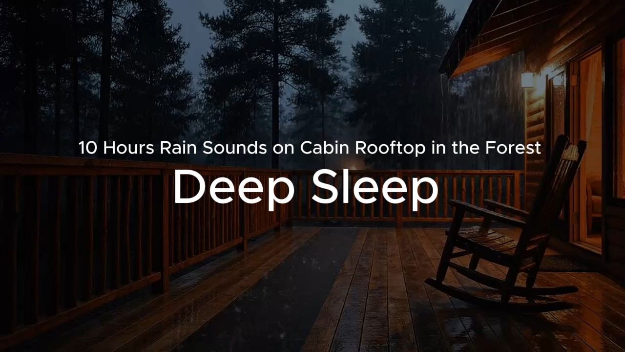 10 Hours Rain Sounds on Cabin Rooftop in the Forest — Deep Sleep