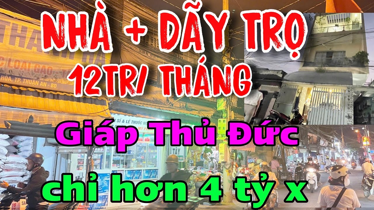 Nhà 1 Trệt 2 Lầu + Dãy Trọ Giáp Thủ Đức. Ngang 6,6m. Thu Nhập 12TR/Tháng. Chỉ hơn 4 tỷ x. #830