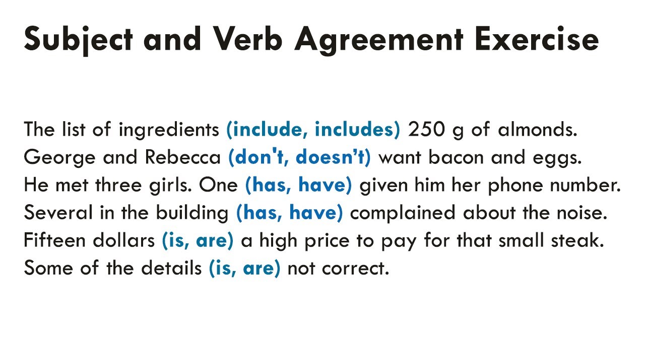 Subject and Verb Agreement Quiz