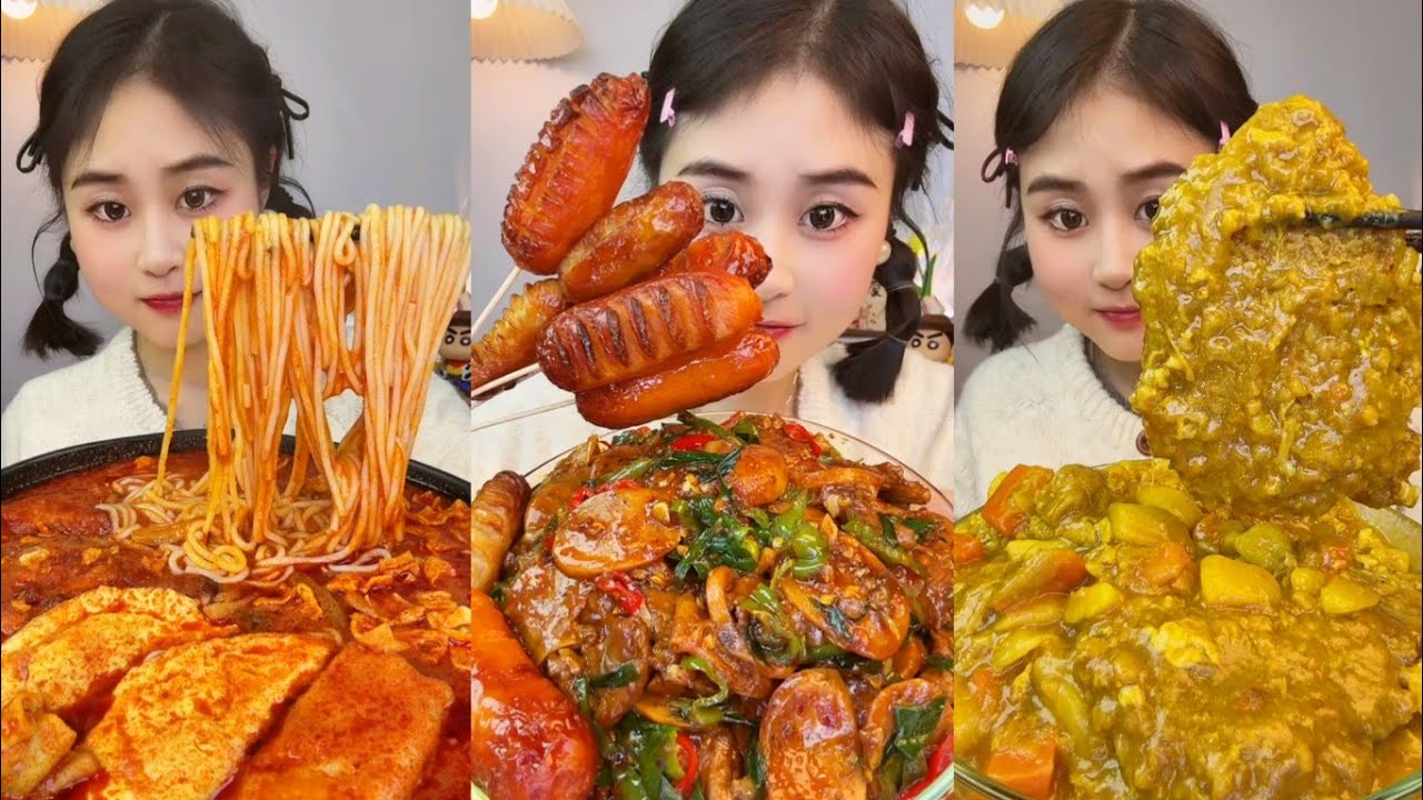 ASMR EATING SPICY AND HOT Korean Noodles 먹방 | Chinese Spicy Food ASMR 중국먹방 | ASMR Eating Video
