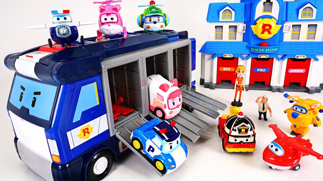 Stop the dinosaurs’ egg bombs! Go Superwings and robocar poli's mobile headquarters! - DuDuPopTOY