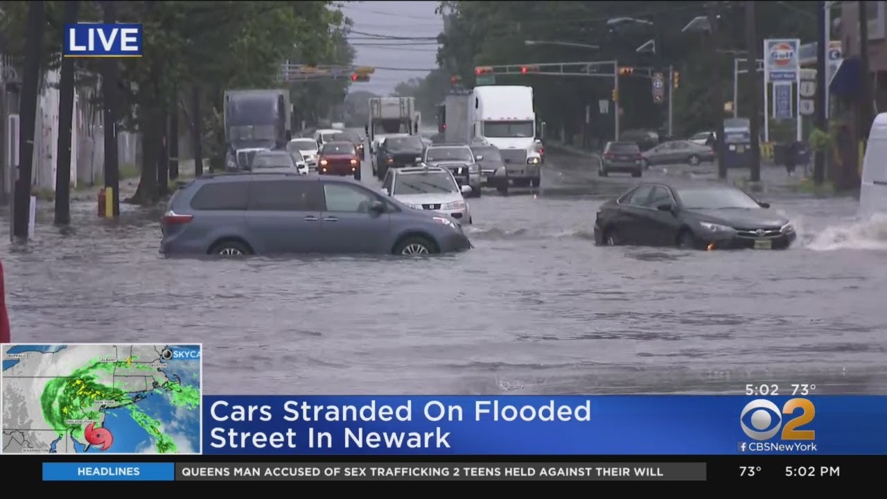 Roads Flood In Newark As Tropical Storm Fay Causes Major Problems