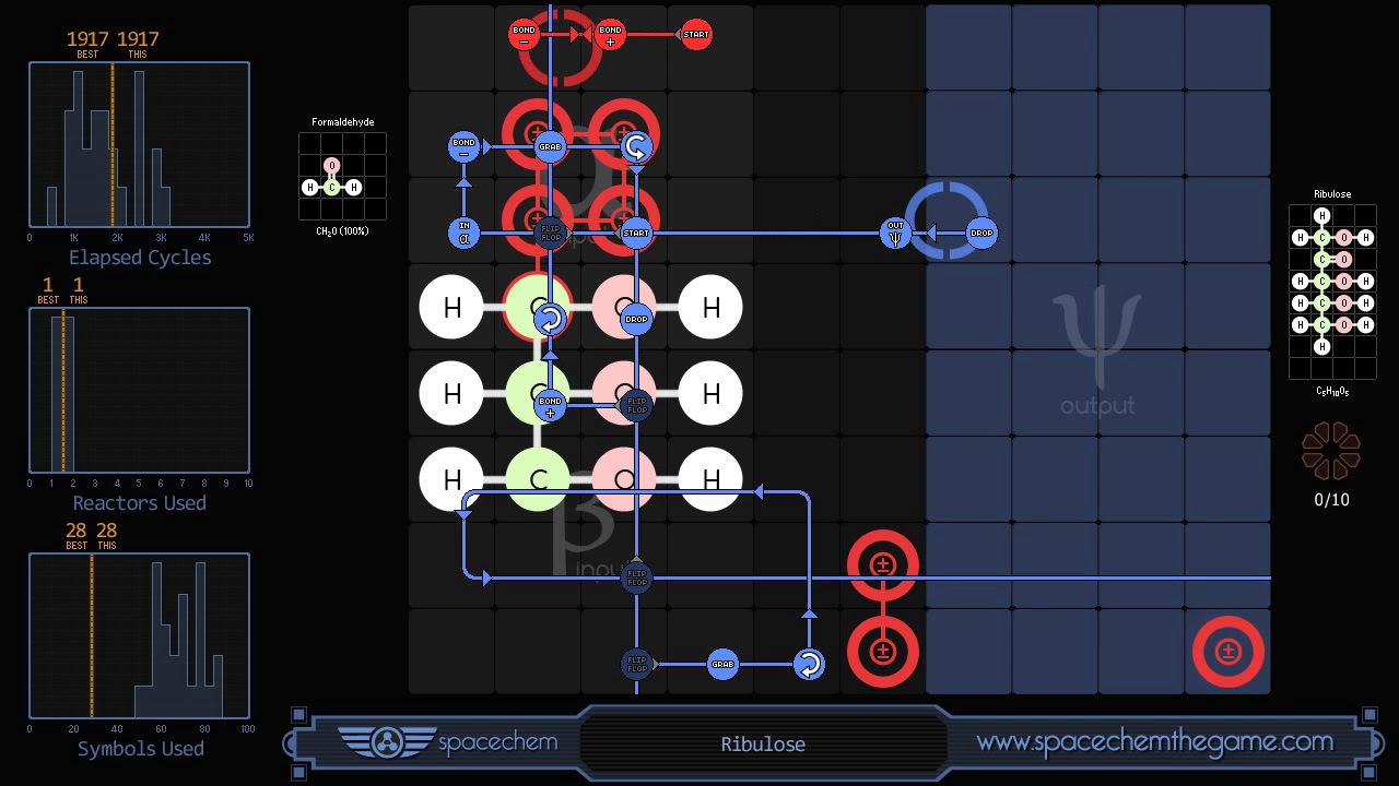 Spacechem - Ribulose (1917/1/28) - Symbol Optimized (Rotate-Overlap Bug)