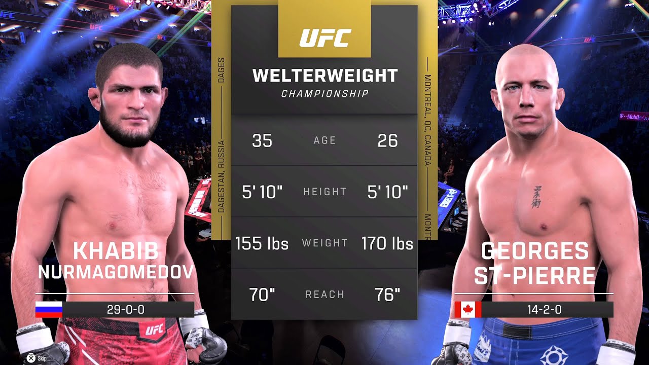Khabib Nurmagomedov vs Georges Saint-Pierre Full Fight - UFC 5 Fight Night