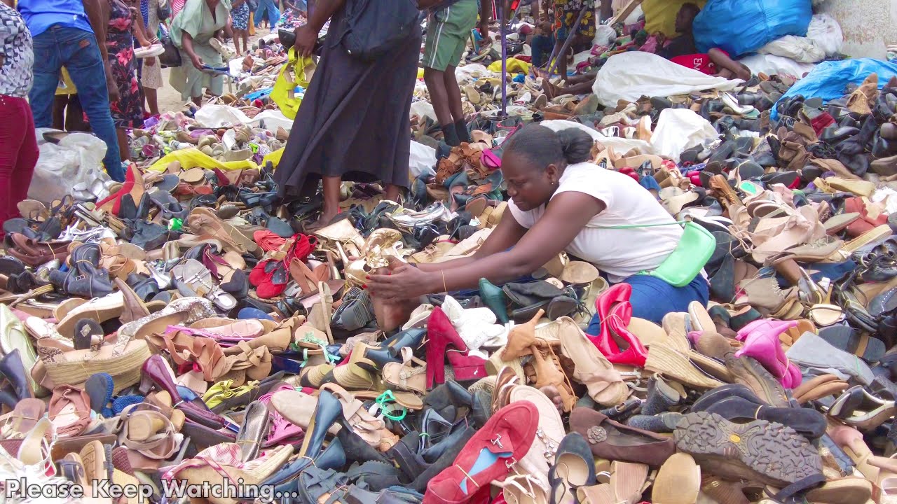 $1 CHEAP AFRICA MARKET SHOES AND CLOTHING KANTAMANTO GHANA ACCRA