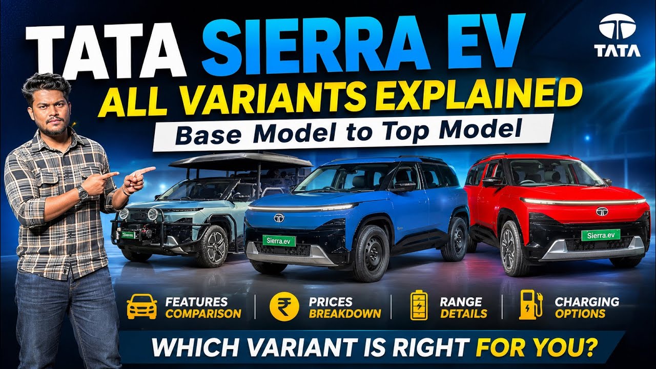 Tata Sierra EV Base Model to Top Model Features Explained | Price, Range, Charging | Tata Sierra.Ev