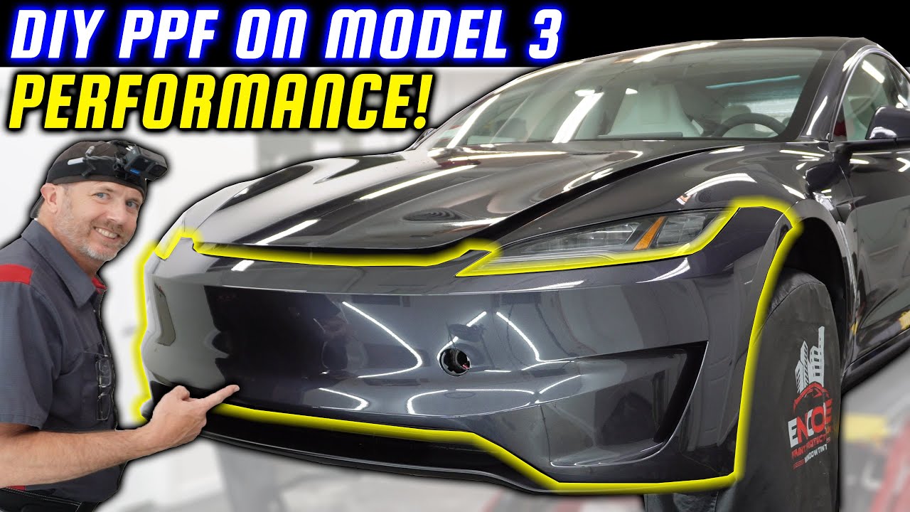 Installing DIY PPF on a 2025 Tesla Model 3 Performance - Paint Protection Film Front Bumper Tutorial