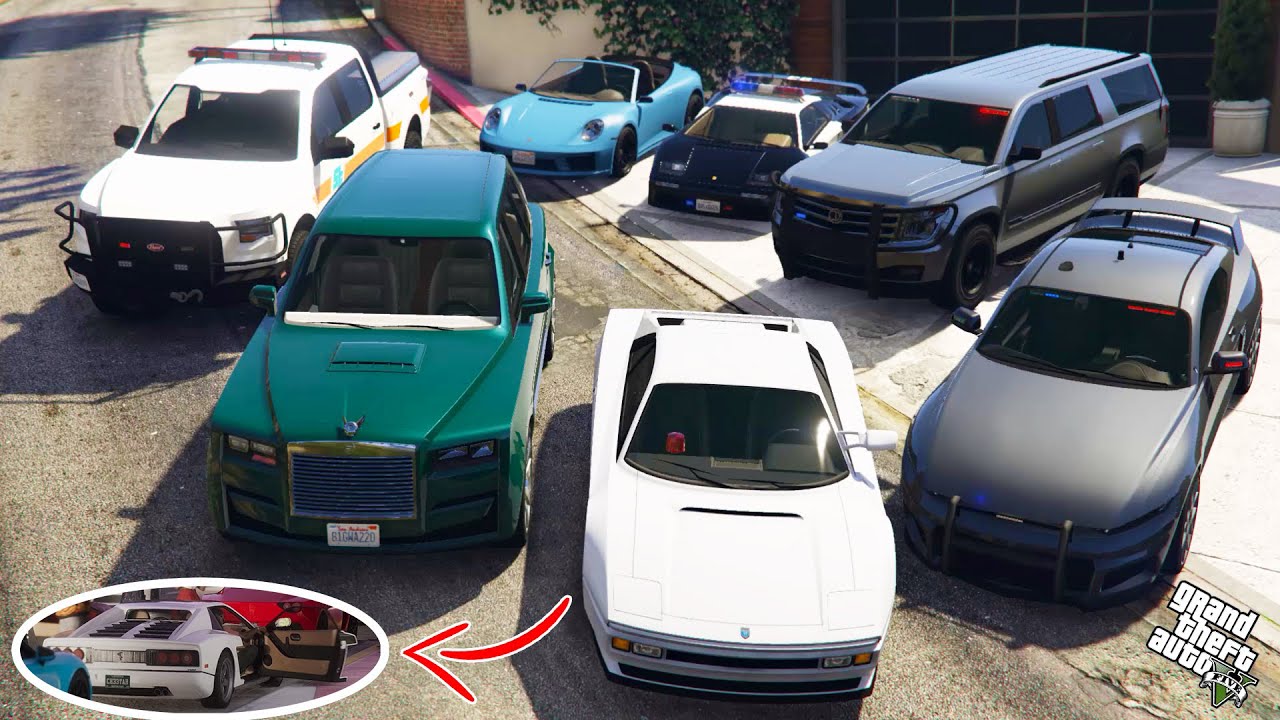 GTA V - Stealing GTA 6 Confirmed Police Cars with Franklin in GTA V..! (GTA V Heist #28)