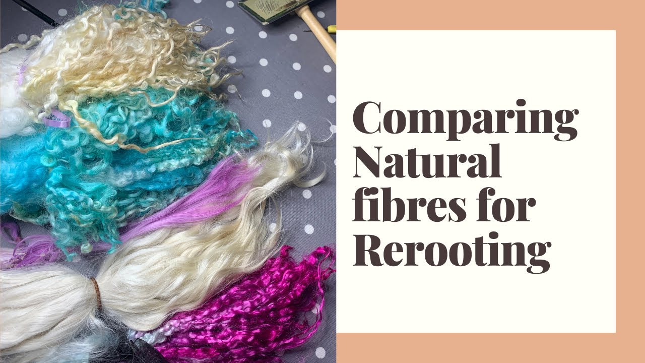 Fibre comparison mohair, teeswater, alpaca & Wensleydale natural knot method reroots