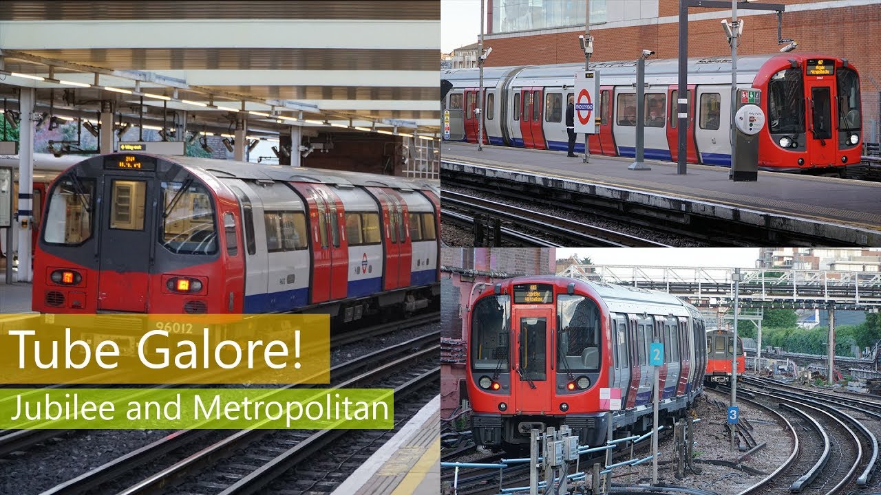Many Tube trains at Finchley Road Station [ Jubilee and Metropolitan London Underground ] (4K)