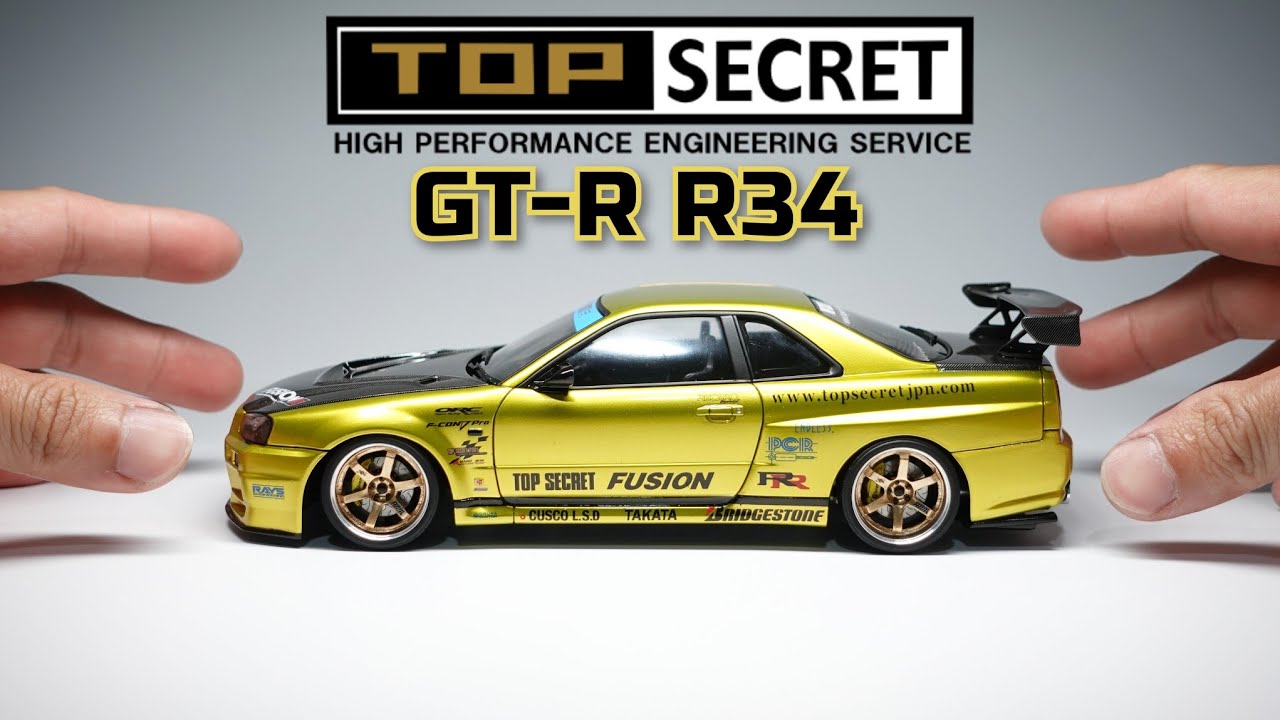 Top Secret Skyline R34 GT-R Model Car Build Step by step. Part 2/2