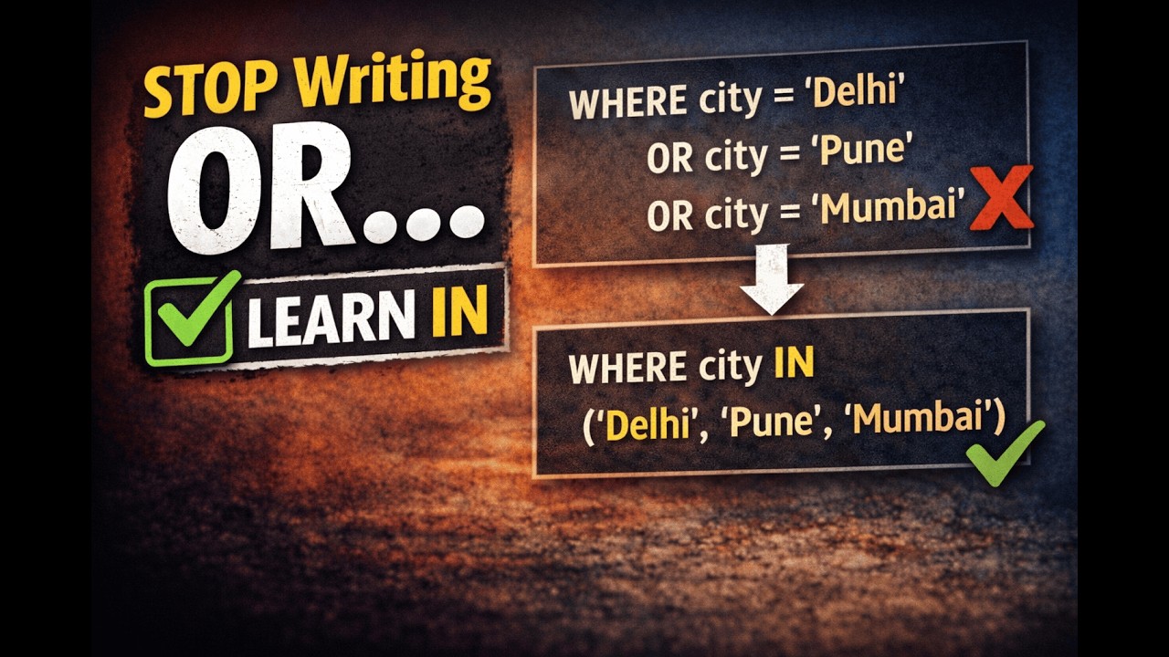 Stop Writing OR Again and Again (Use IN Instead) | SQL IN operator explained