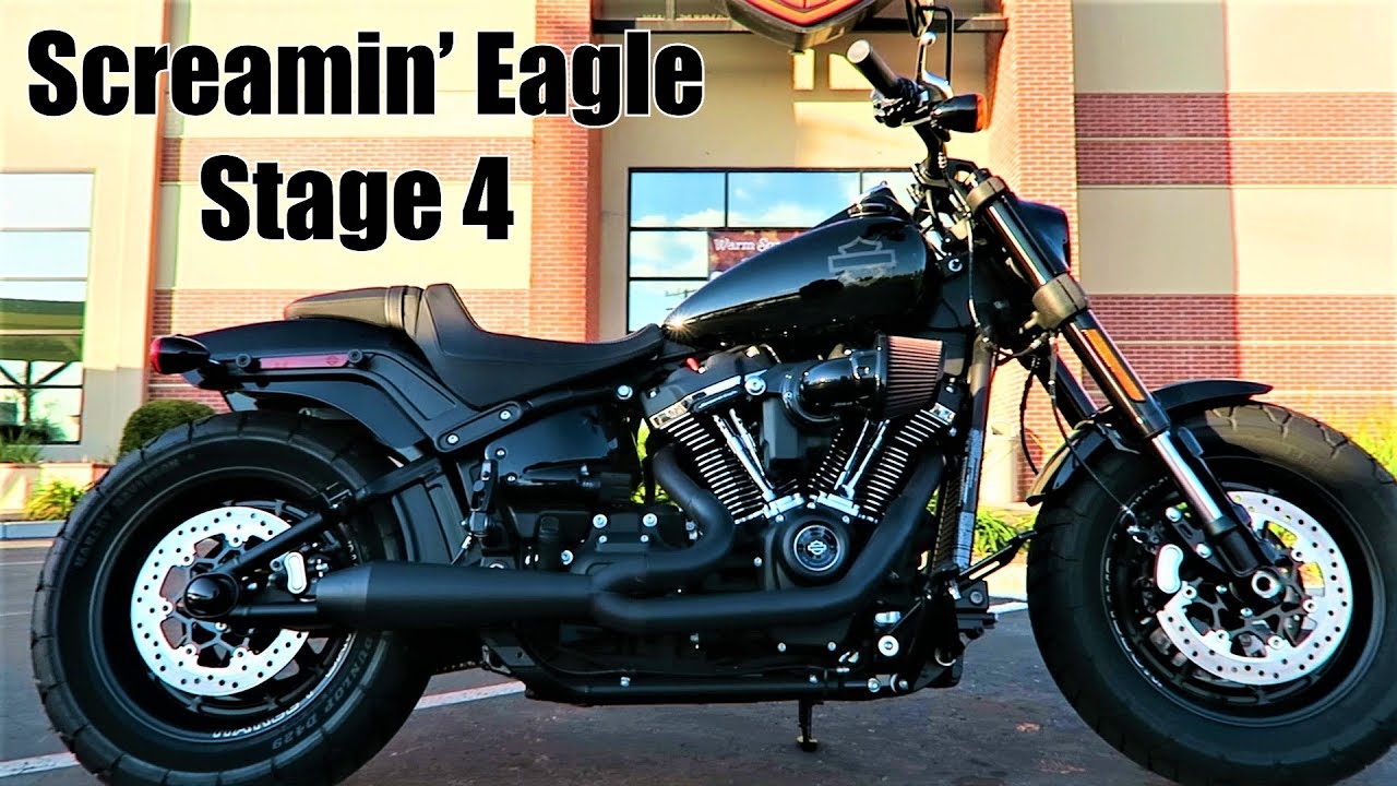 Fat bob with Screamin' Eagle Stage 4 Kit and Two Brothers Racing Exhaust