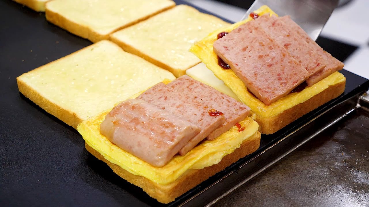 спам сыр тост - корейская уличная еда