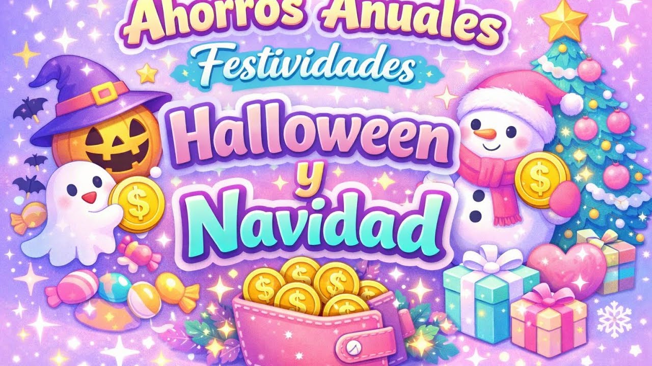 Ahorros Anuales🩷🌺 Navidad 🎄 Halloween 👻100 sobres 🍀💵